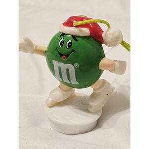 Vtg 1989 Green M&Ms Skating Pvc Christmas Ornament Holiday Decor Silly Gift